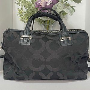 Coach Taylor Op Art Signature Satchel Bag - Black/Silver - F25503